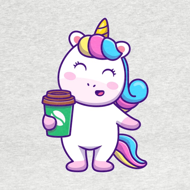 Cute Unicorn Holding Coffee by Catalyst Labs